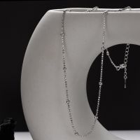 [COD] X2056 Korean version minimalist all-match silver platinum square bead necklace ins style short inter-bead sweater chain