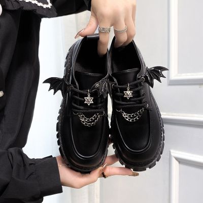 Lolita Shoes Goth Platform Womens Chunky Cute Comfortable Elegant Woman Shoe School Social Medium Heel Casual Chain Punk Ladies