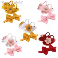 【hot】✼☁❒  Baby Sandals Soft Sole Flat Shoes Infant Non-Slip Footwear Bow Headband 0-18M