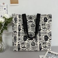 【Hot Sale】 Canvas bag 2022 new womens single shoulder large capacity with zipper students class ins style simple