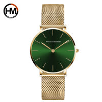 Luxury Rose Gold Green dial นาฬิกาผู้หญิงสร้อยข้อมือนาฬิกายี่ห้อสุภาพสตรี Casual นาฬิกาควอตซ์เหล็กนาฬิกาข้อมือสตรีปี.