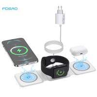 ZZOOI 15W 3in1 Portable Wireless Charger Foldable For iPhone 12 13 14Pro Max Magnetic Fast Charging Dock Stand For Apple Watch Airpods