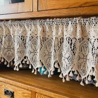 1Pc Vintage Crocheted Cotton Curtain Cabinet Curtain Cafe Curtain Small Curtains For KitchenRoom Decorative Valance 38cm Height