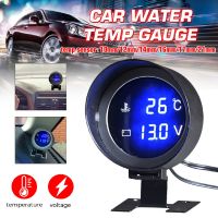 Round LCD Digital Car Truck Water Temp Gauge Temperature Sensor Temperatura + Voltmeter Volt Voltage Meter 2-in-1