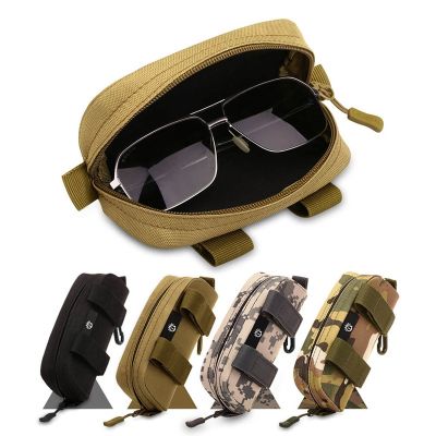 4 สี Unisex Camouflage กระเป๋าแว่นตาไนลอนกันน้ำแว่นตากันแดดยุทธวิธี MOLLE แว่นตาสำหรับเดินป่ากลางแจ้ง Hu/ntin/g
