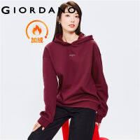 Giordanoผู้หญิง เสื้อกันหนาวมีฮู้ดพิมพ์ลายตัวอักษรขนแกะ Free Shipping 05322809