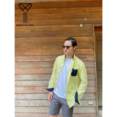 SHIRTFOLDING เสื้อเชิ้ต ผ้าฟอก SUMMER style แขนยาวคอปก cotton100%