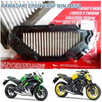 กรองอากาศสแตนเลส (HURRICANE) KAWASAKI ER6N  / NINJA 650 ปี 2012-2014