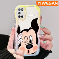 YIWESAN เคสสำหรับ OPPO เคส A52 A72 A92 4G ลายการ์ตูนมิกกี้เมาส์แฟชั่นเวฟขอบเนื้อครีมเคสโทรศัพท์โปร่งใสกันกระแทกป้องกันเลนส์กล้องเคสซิลิโคนนิ่มใส