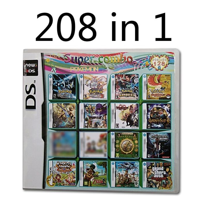 208ใน1ชุดเกมคลาสสิก NDSL DS 3DS 2DS ตลับวิดีโอการ์ดคอนโซลภาษาอังกฤษระเบิด