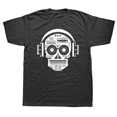 Funny DJ Skull Disc Headphones Hip Hop Music TV T Shirts Graphic Cotton Streetwear Short Sleeve Birthday Gifts Summer T shirt XS-6XL