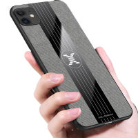 เคส iPhone 11 Case ผ้าฝ้ายพร้อมฝาครอบป้องกันแรงกระแทกด้วยแหวนนิ้วโลหะ