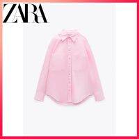 Zara 2022 ใหม่ เสื้อเชิ้ตแขนยาว คอปก กระดุมแถวเดียว สีพื้น สําหรับผู้หญิง