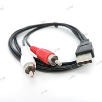 USB A 2.0 Male To 2 Rca Male AV plug connector adapter Cable Lead PC TV AUX Audio Video Adapter 1.5M YB8TH