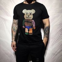 【HOT】✠⊕ High-Quality New Shirt Hot Cartoon Rhinestone Mens T-shirt Bottoming S-hirt Round Neck Short-Sleeved Top