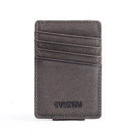 Genuine Leather Men Money Clips Solid Casual Multifuntional Small Wallet Male Brand Designer Coin Pocket