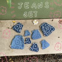 jeans flower set กระเป๋าผ้ายีนส์ลายดอกไม้