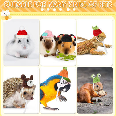 12ชิ้นหมวกหนูแฮมสเตอร์มินิหมวกสัตว์ถักด้วยมือสีรุ้งแครอทหมวกเล็กๆสำหรับ Lizard Guinea หมูกบกระต่าย