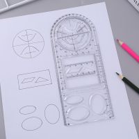 Multifunction Rotatable Geometric Ruler Drawing Template Art Design Geometry Circle Drafting Measuring Scale Ruler Rulers  Stencils