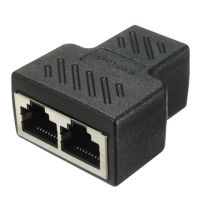 อะแดปเตอร์8p8c แยก Rj45ตัวเมีย-ตัวเมีย2ตัวอุปกรณ์ต่อพ่วงตัวต่อสายแลน Cat6/Cat5e ขั้วต่ออีเธอร์เน็ตอะแดปเตอร์