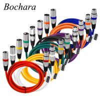 Bochara 3Pin ของตัวผู้ต่อตัวเมีย,สายออดิโอฟอยล์ + หุ้มฉนวนสายถักสำหรับเครื่องผสมไมโครโฟนแอมป์1ม. 2ม. 3M 5ม. 10ม.