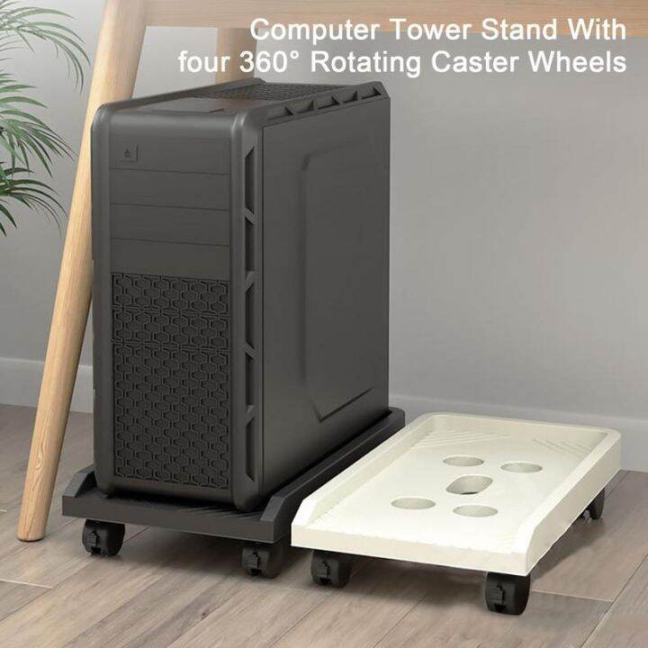 Desktop Tower Stand Mobile Gaming PC Tower Floor Stand With Rolling Caster Wheel Under Desk
