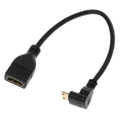 90องศา Mini USB HDMI ชายที่ HDMI ตัวเมียสายเคเบิล21ซม.