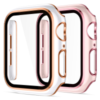 แก้ว ฝาครอบสำหรับ Watch Case PC+Glass Apple Watch 7 6 SE 5 4 3 Serie 45มม.41มม.44มม.40มม.42มม.38มม. สายสำหรับ apple watch SE เคสแอปเปิ้ลวอช