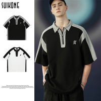 Suikone [จัดส่งในวันเดียวกัน] เสื้อยืดแขนสั้น POLO ลำลองหลวมแบรนด์น้ำอเมริกันหลวมประกบคู่เสื้อเบสบอล