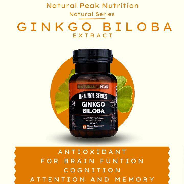 Ginkgo Biloba by Natural Peak Nutrition 60 capsules for memory brain function focus attention