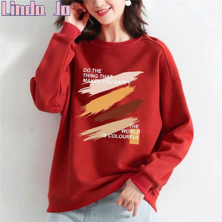 Linda Jo Plus Size Sweatshirt Women Fashion Round Neck Long Sleeve