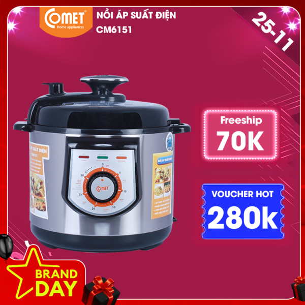 Nồi áp suất điện đa năng Comet – CM6151- 6 lít – Lòng nồi chống dính