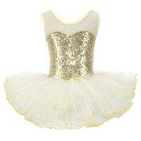 Nice Girls Ballerina Fairy Prom Party Costume Kids Sequined Flower Dress Dancewear Gymnastic Leotard Ballet Tutu Dress