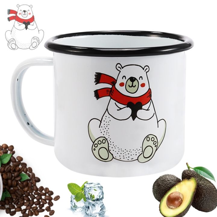 high-end-cups-จัดส่งฟรี350มิลลิลิตรเคลือบแก้วกาแฟสร้างสรรค์สัตว์พืชอาหารเช้าถ้วยสีดำม้วนขอบที่มีด้ามจับถ้วยชานม