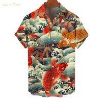 Koi Lucky Carp Men Hawaii Short-Sleeved Shirt 3D Printed Good Luck