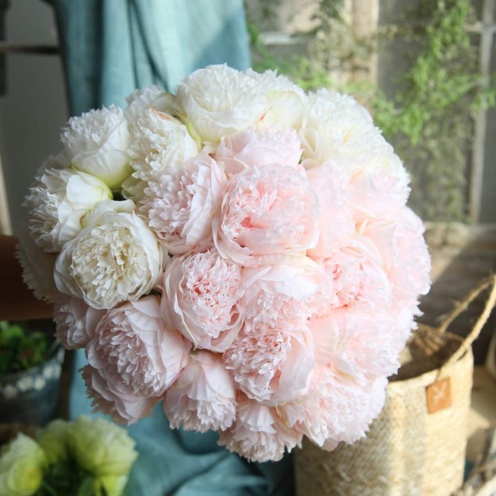 ayiq-flower-shop-5หัวช่อดอกไม้ดอกโบตั๋นปลอมประดิษฐ์ใบไม้ดอกไม้ประดิษฐ์พร้อมกระถางสำนักงานบ้านจัดงานแต่งงานบาร์ตกแต่งงานเทศกาล