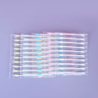 ❈ 20pcs Disposable Double-ended Cotton Swabs Cosmetic Tools Individually Packaged for Portable Travel Swabs Stick White Blue