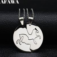 2PCS Fashion Horse StainlessSteel Chain Necklace for Women Horse Accessories Couple Necklace Jewelry Gift cadenas mujer N923S01