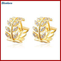 Bluelans®ผู้หญิงRhinestoneใบไม้วิลโลว์อารมณ์ต่างหูแบบหนีบต่างหูเจาะเครื่องประดับ