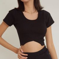 Ahalf - Layered crop top เสื้อครอปผ้าร่องรุ่นขายดี ดีเทลเว้าเอว