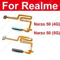 สําหรับ Realme Narzo 50 Narzo 50 5G ลายนิ้วมือ เซนเซอร์ Flex Cable Power Button เซนเซอร์ Home Touch Fingerprint Sensor Flex Ribbon