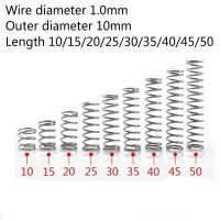 10pc Mini Spring Compression 1.0mm 304 A2 Stainless Steel Small Micro Spring Wire Diameter 1.0mm Outer Diameter 10mm L 50mm