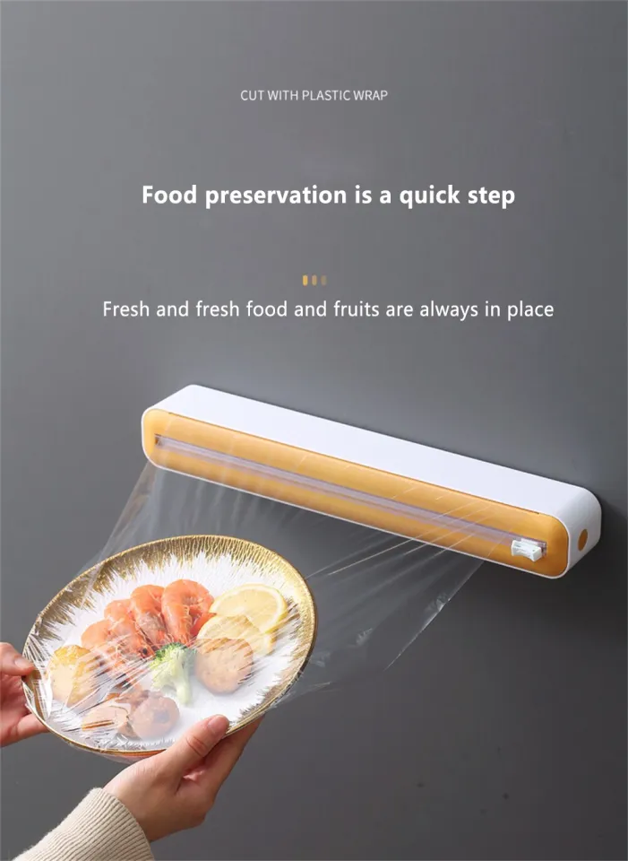 Cling Film Dispenser Convenient Dust-proof Fresh Keeping Food Plastic Wrap  Cutting Box Kitchen Foil Food Wrap Cutter Dropship