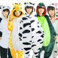 Winter Adults Cute Animal Cow Giraffe Onesies Women Men Long Sleeve Pajamas Dinosaur Panda Cartoon Costumes Jumpsuits Christmas Hooded ban