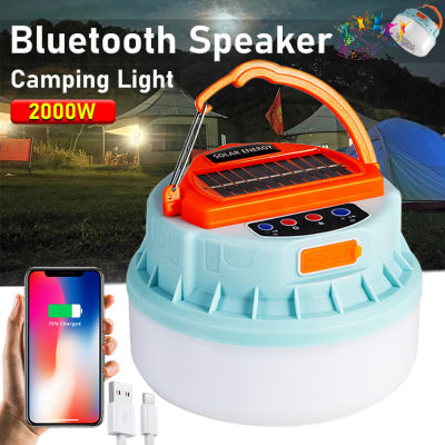 New Outdoor Solar Camping Lights with Wireless Portable Bluetooth Speaker Rechargeable Led Camping Lanterns Tent Lamp