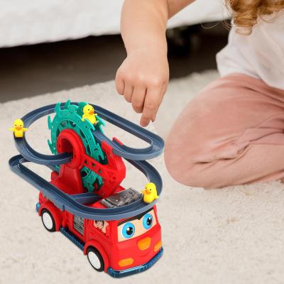 Dolity ชุดของเล่นภาพนิ่งแข่งรถอัตโนมัติรางรถไฟของเล่นเป็ดสำหรับเด็กหญิงเด็กชายอายุ3-4ปี
