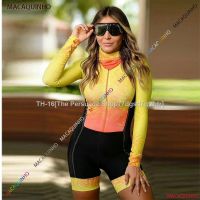 ❣ [promotion] Kafit Womens Bike Cycling Jumpsuit Long Clothes Yellow Cyclist Kit Pedal Suit