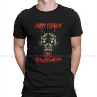 Happy Freakin Halloween Wolf Men T Shirt Cotton Graphic O-Neck Tshirt Harajuku Tops