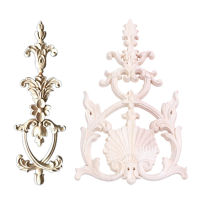 2 Pcs Rubber Wood Carved Applique Vintage Furniture Craft Decor , 25 X 5Cm with 19 X 12Cm