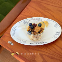 Korean Style Niche Retro English Alphabet Oval Simple Ceramic Breakfast Plate Brunch Dessert Plate Home Decoration